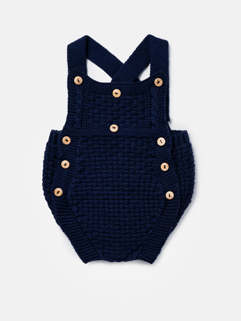 Baby Boy Pablo Collection 2-piece Spanish Knitted Romper Set - Navy Blue