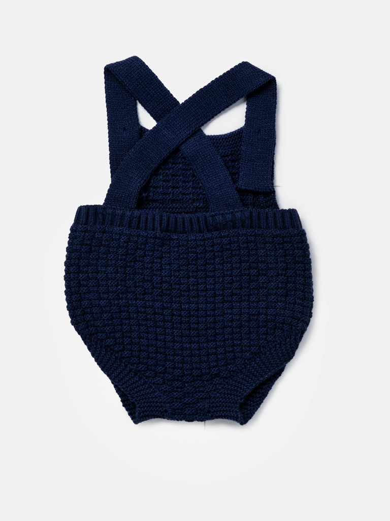 Baby Boy Pablo Collection 2-piece Spanish Knitted Romper Set - Navy Blue