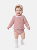 Baby Girl ELIZA Collection knitted 3-piece set - Rose Pink