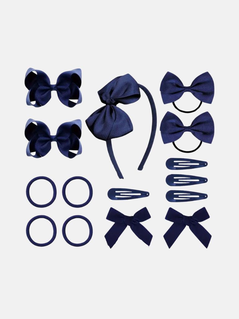 Baby Girl Hair Accessories 15 Pieces Set - Navy Blue