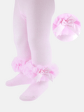 Baby Girl Tutu Tights with Bow - Baby Pink
