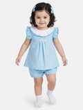 Baby Girl Casandra Collection 2-Piece Romper Set - Baby Blue
