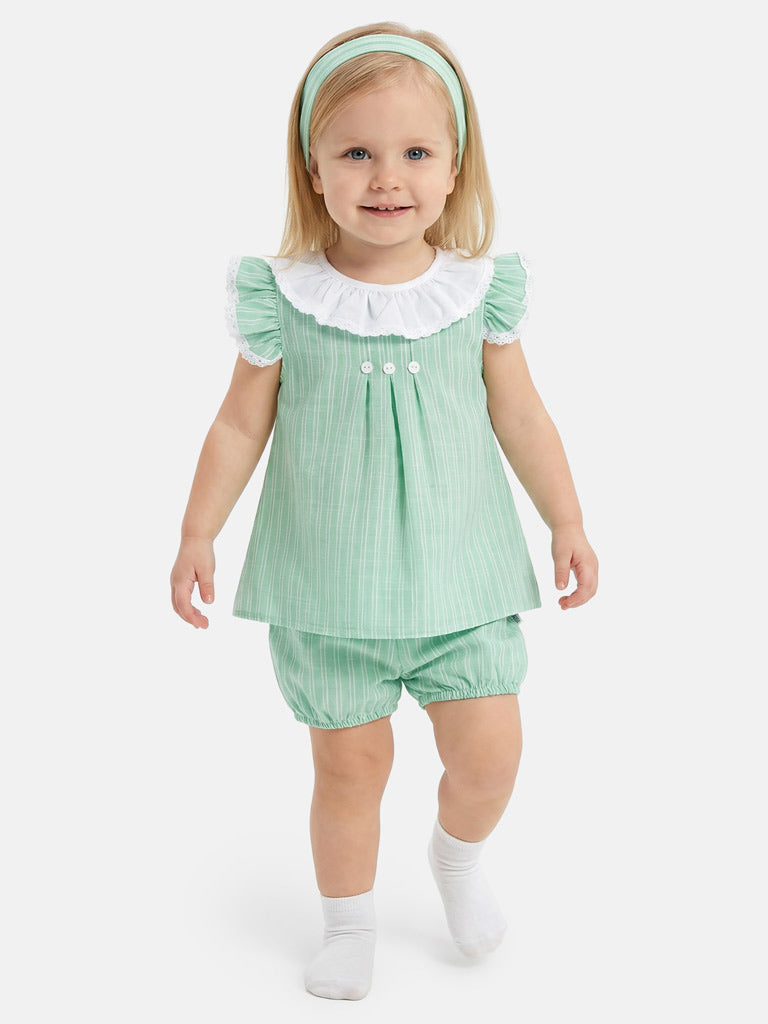 Baby Girl Casandra Collection 2-Piece Romper Set - Mint Green