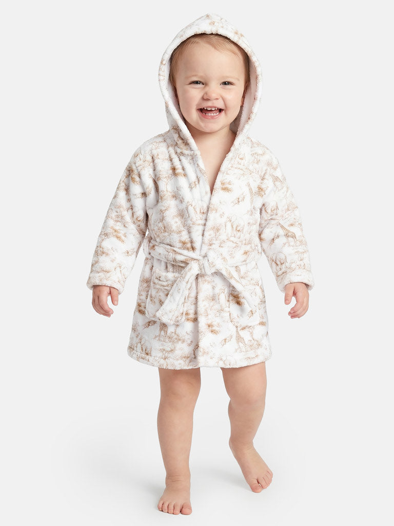 Children's Safari Collection Hooded Bath Robe - Beige