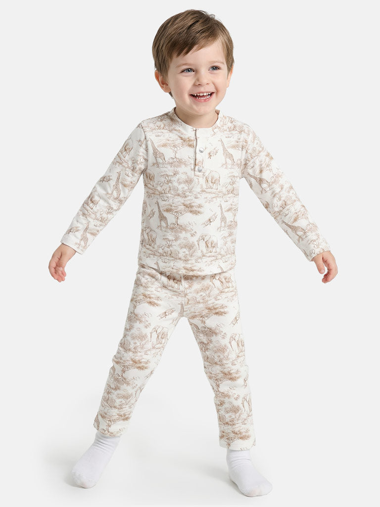 Boy Safari Collection 2-Piece Pyjama Set - Beige