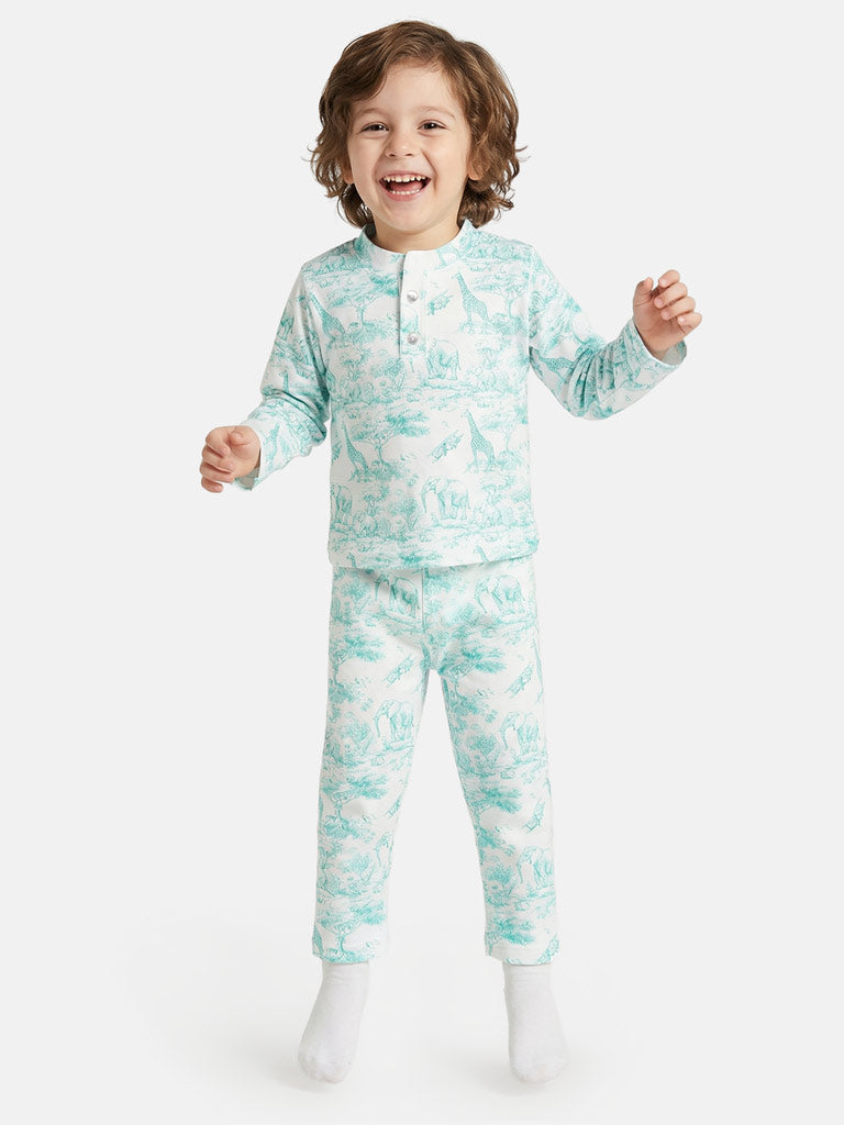 Boy Safari Collection 2-Piece Pyjama Set - Mint Green