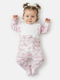 Baby Grow for Girls Safari Collection with Frilled Bib - Baby Pink