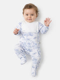 Baby Grow for Boys Safari Collection with Bib Front - Baby Blue