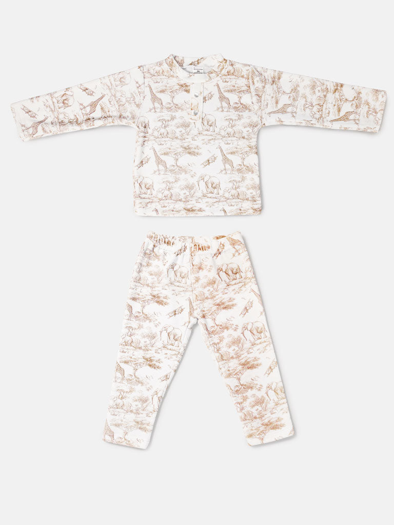 Boy Safari Collection 2-Piece Pyjama Set - Beige