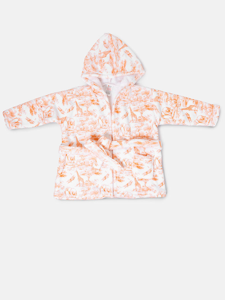 Children's Safari Collection Hooded Bath Robe - Orange
