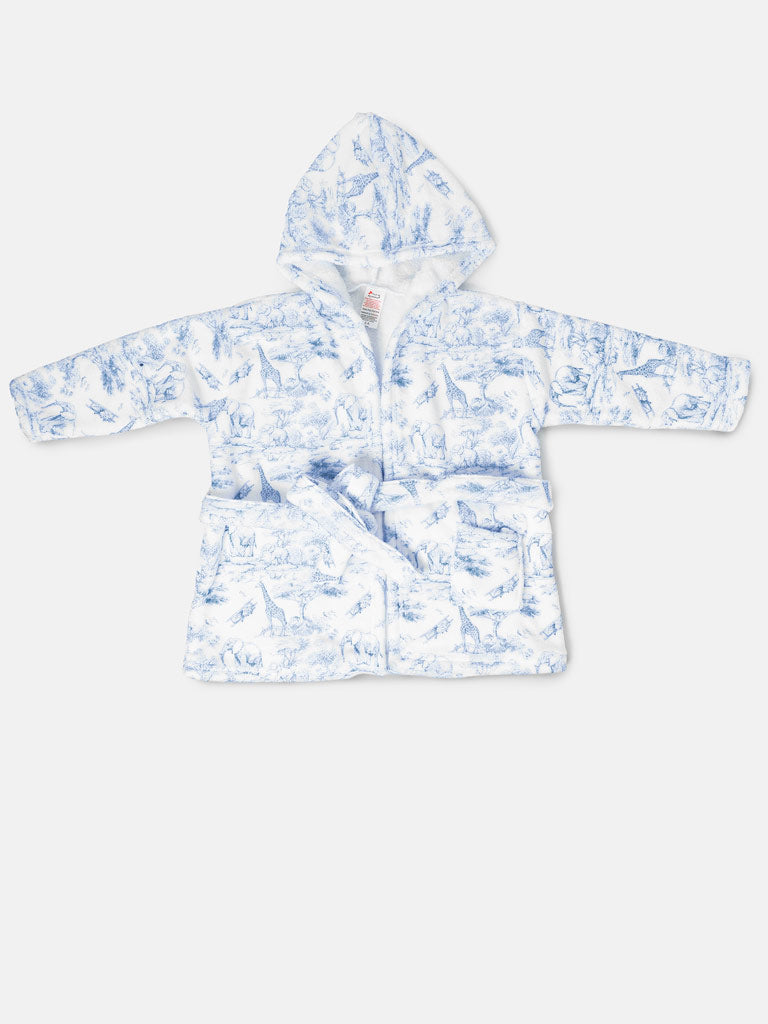 Children's Safari Collection Hooded Bath Robe - Baby Blue