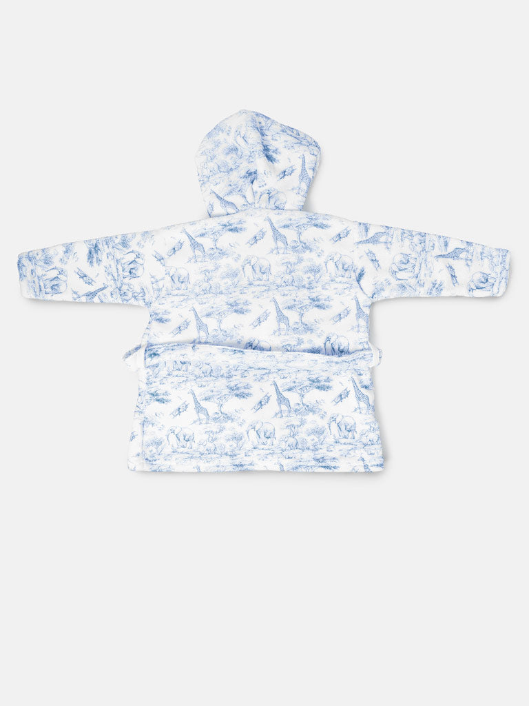 Children's Safari Collection Hooded Bath Robe - Baby Blue