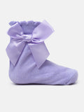 Baby Girl Soft Ankle Socks with Satin Bow - Purple
