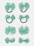 Baby Girl School Hair 8-Piece Bobble & Clip Set - Green