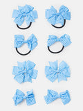 Baby Girl School Hair 8-Piece Bobble & Clip Set - Baby Blue