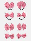 Baby Girl School Hair 8-Piece Bobble & Clip Set - Red
