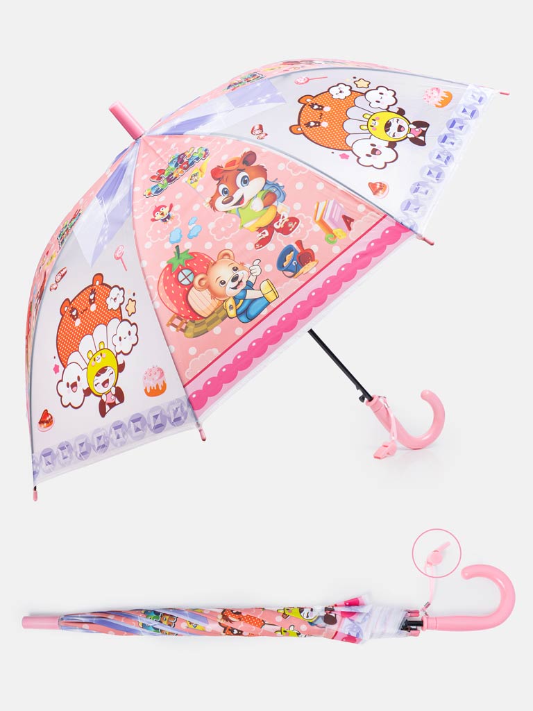 "Happy Everyday" Cartoon Kids' Umbrella with Whistle