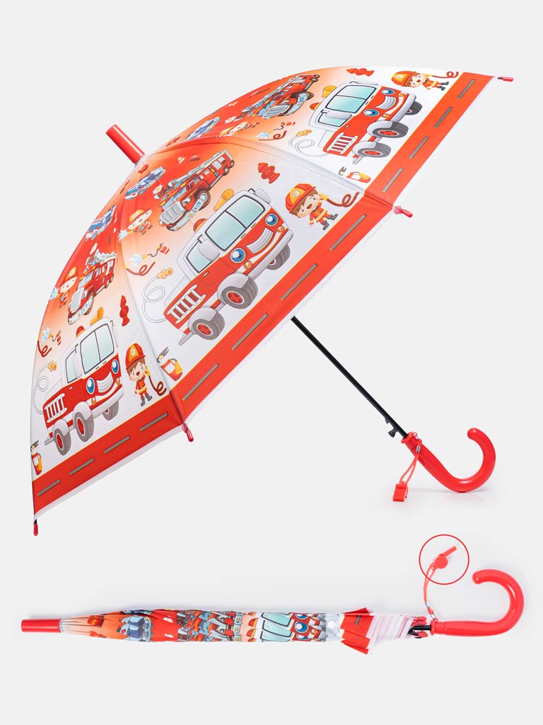 "Fire Truck & Firefighter" Kids' Umbrella with Whistle