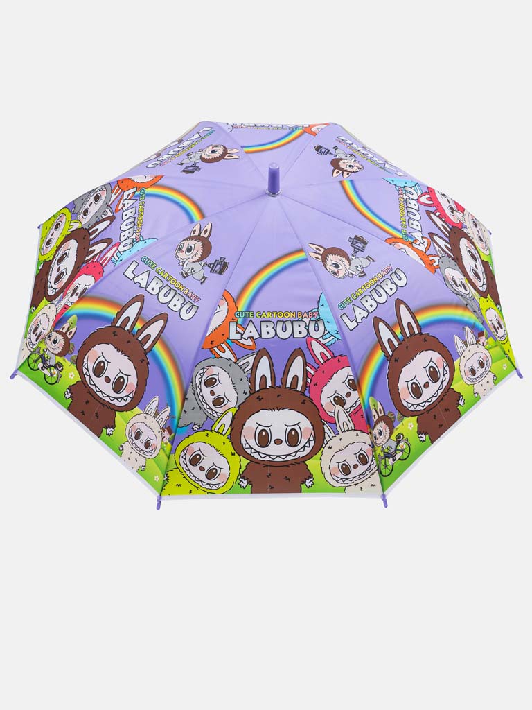 "Labubu" Cartoon Kids' Umbrella with Whistle - Purple