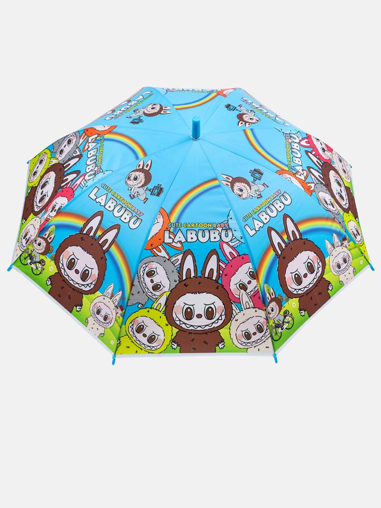 "Labubu" Cartoon Kids' Umbrella with Whistle - Blue