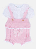 Baby Girl Carmen 2-piece Knitted Spanish Romper Set - Baby Pink