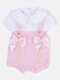 Baby Girl Emilia 2-piece Knitted Spanish Romper Set - Baby Pink