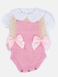 Baby Girl Sandra 2-piece Knitted Spanish Romper Set - Pink