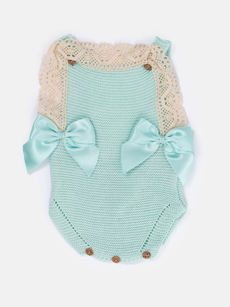 Baby Girl Sandra 2-piece Knitted Spanish Romper Set - Mint Green