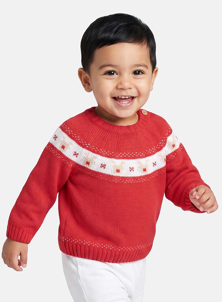Baby Boy Christmas Knitted JUMPER - Red