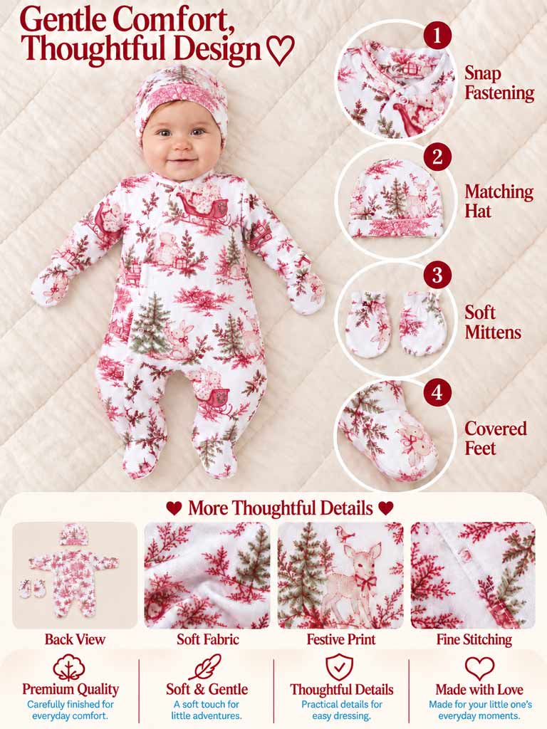 Velour 3-Piece Baby Grow Set - Christmas Print Collection - LIMITED EDITION