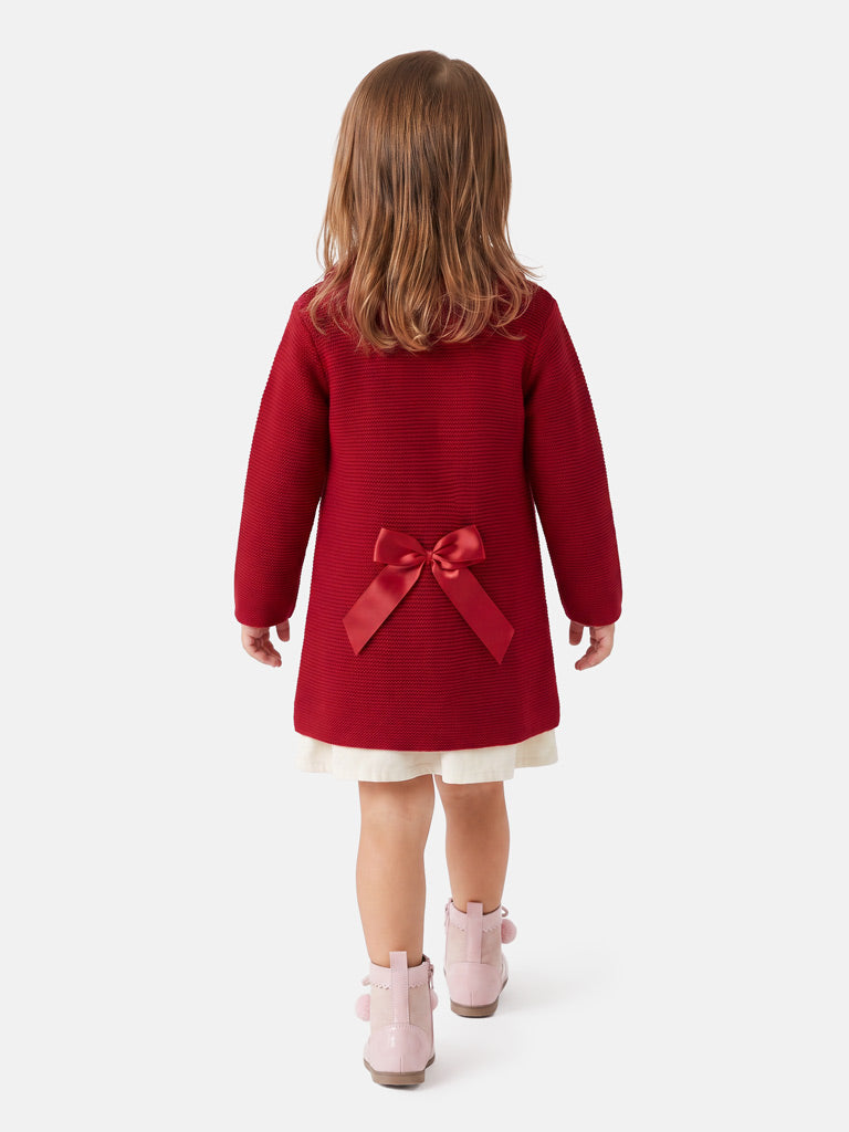 Baby Girl Irene Collection Knitted Coat with Back Bow - Red