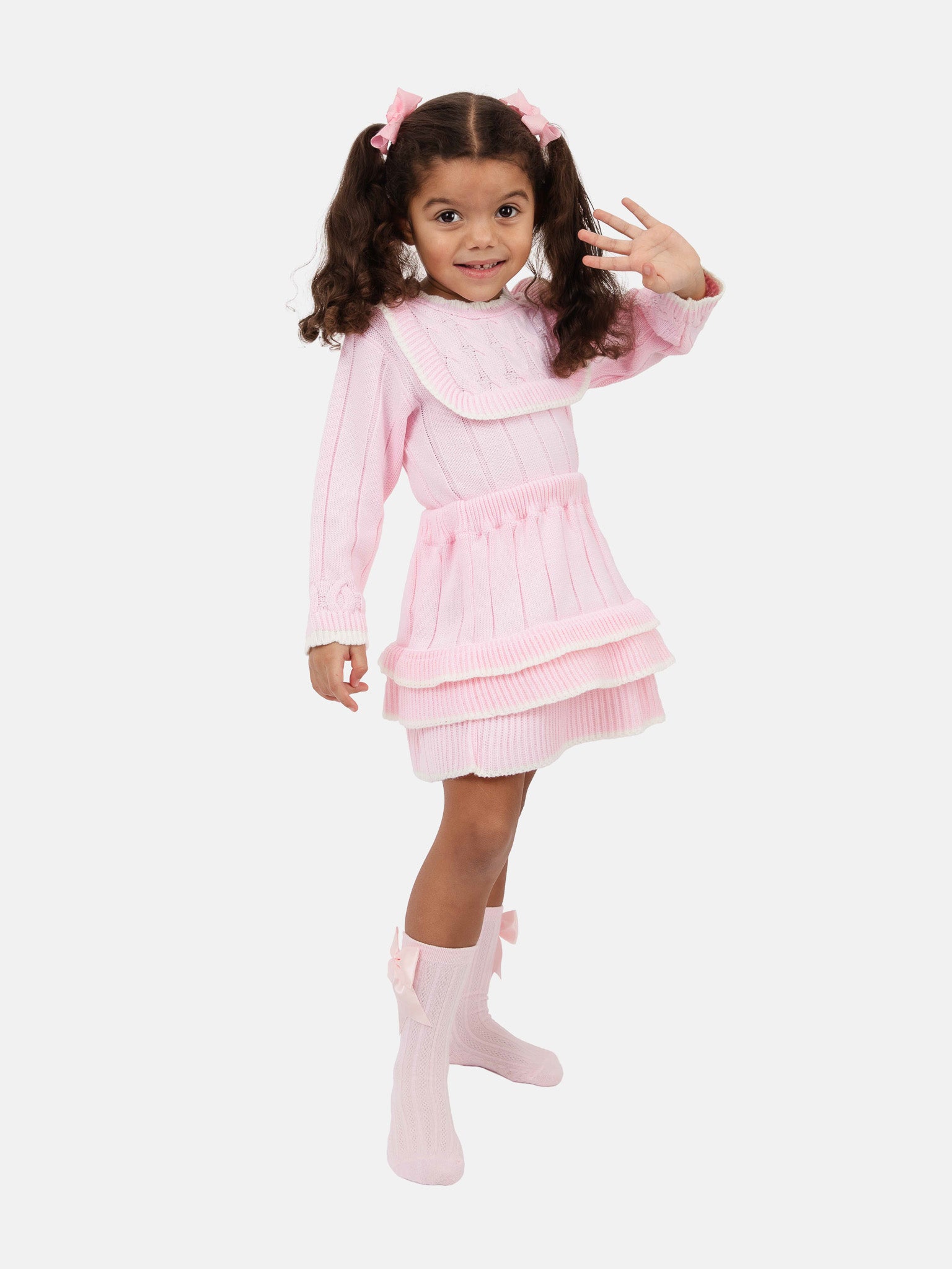 Baby Girl Selena Collection 2-piece Spanish Knitted Set - Pink