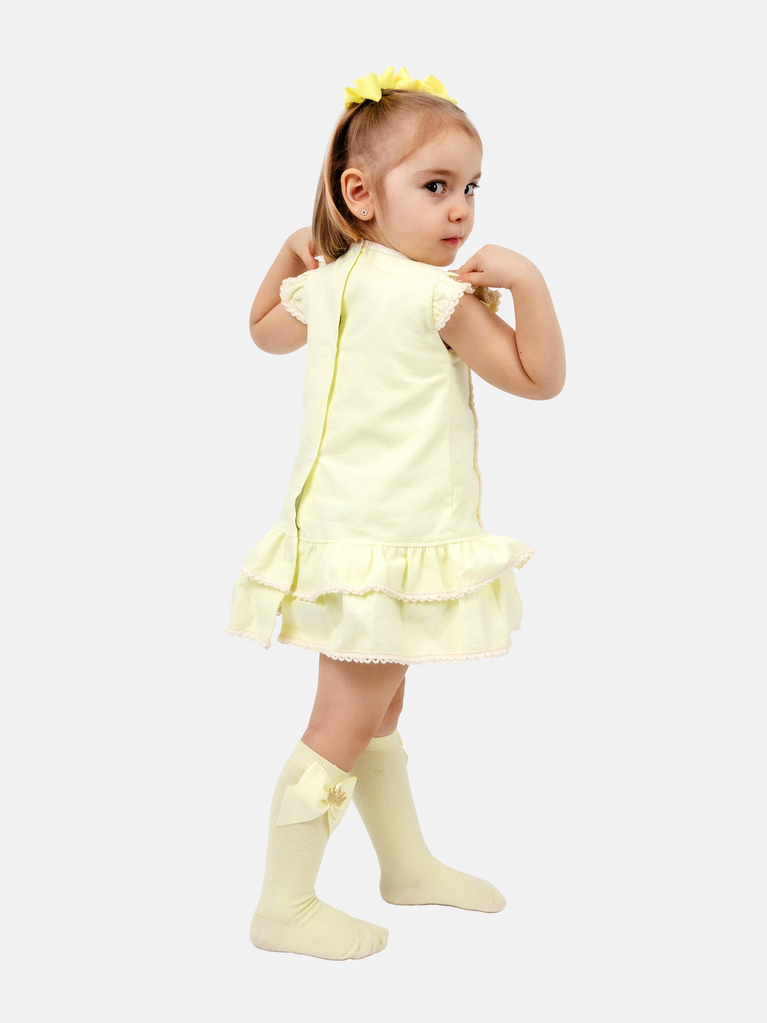 Baby Girl Paulina Collection Spanish Dress - Lemon