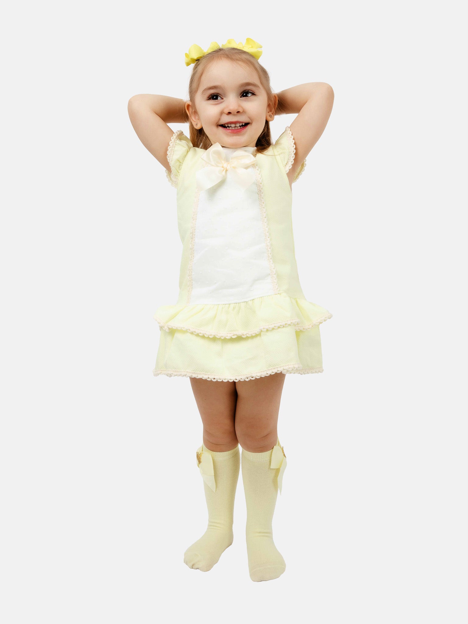 Baby Girl Paulina Collection Spanish Dress - Lemon