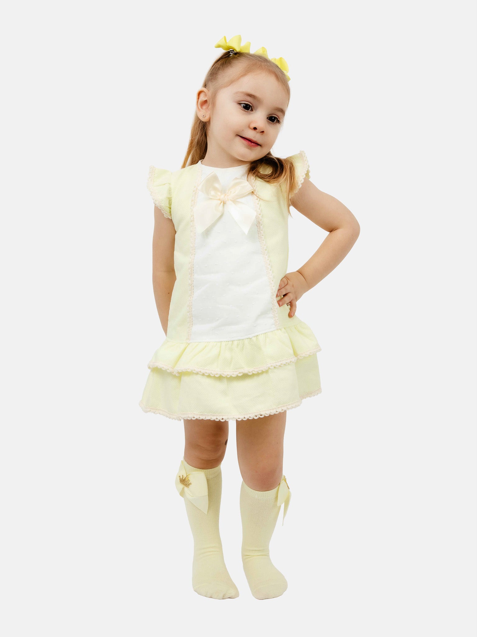 Baby Girl Paulina Collection Spanish Dress - Lemon