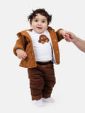 Baby Boy Damian 3-piece Set with Quilted Jacket - Mustard & Brown