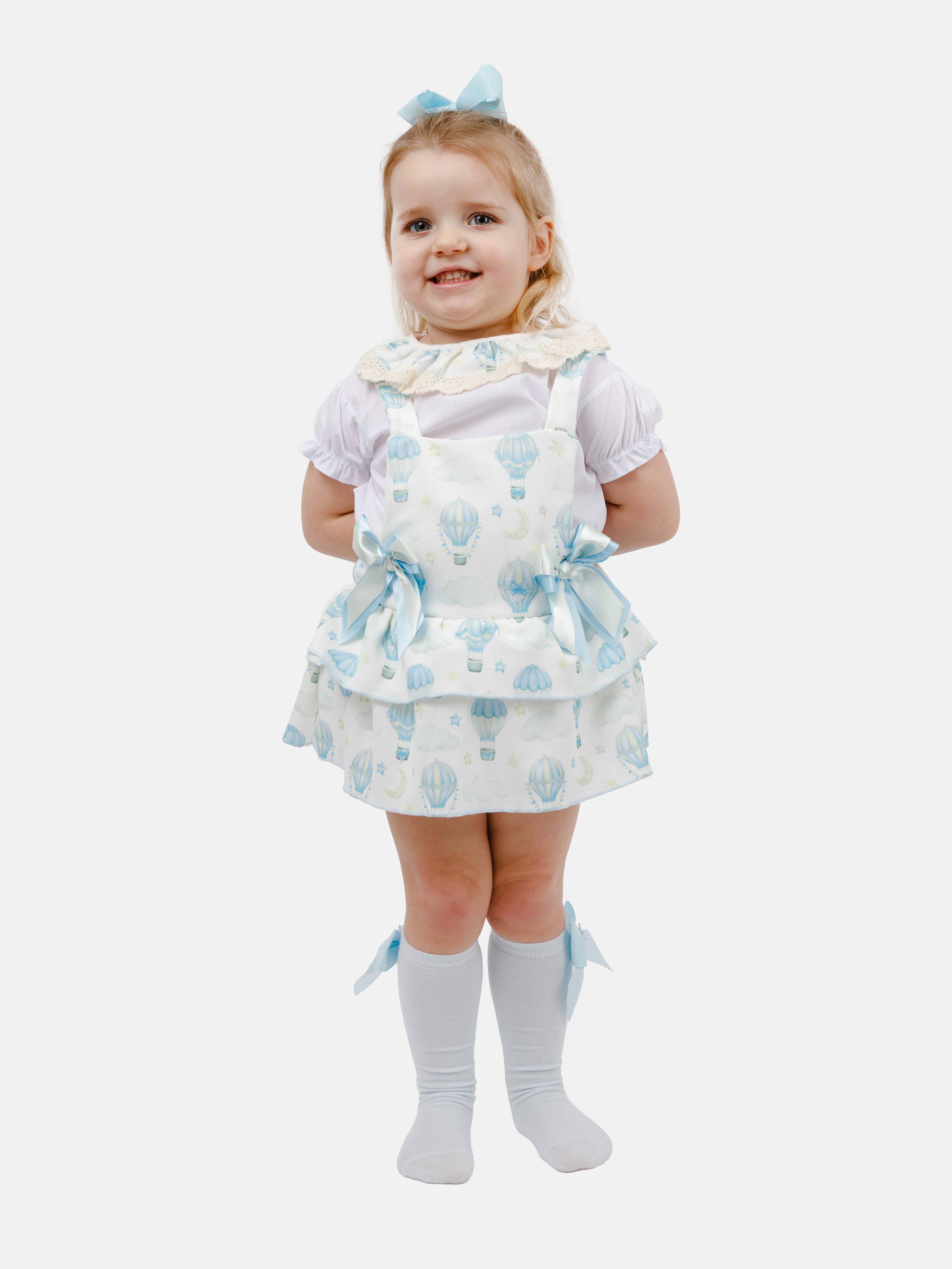 Baby Girl Josefina Collection 2-piece Spanish Romper Set - Baby Blue