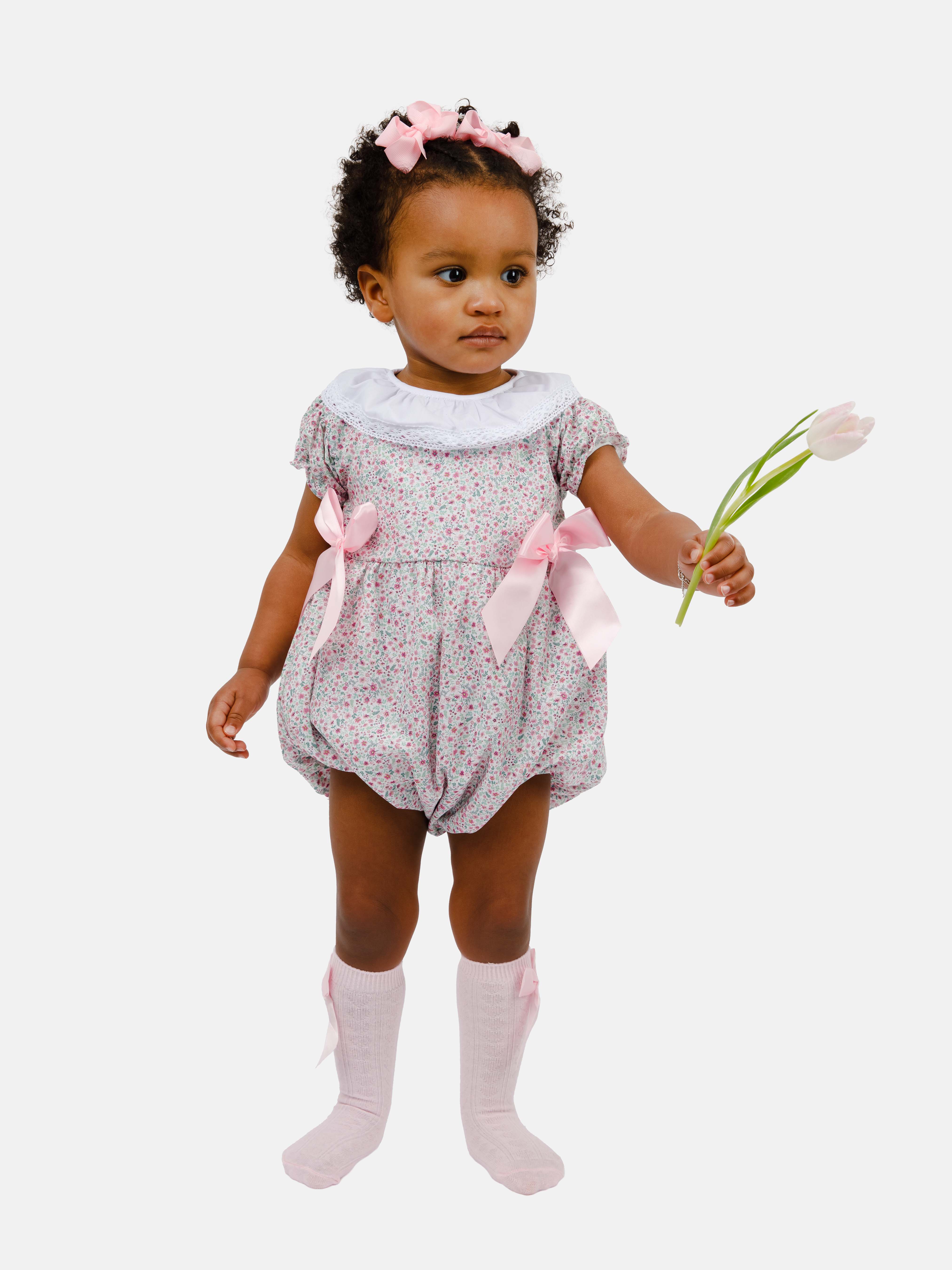 Baby Girl Monae Collection Spanish Floral Romper - Pink