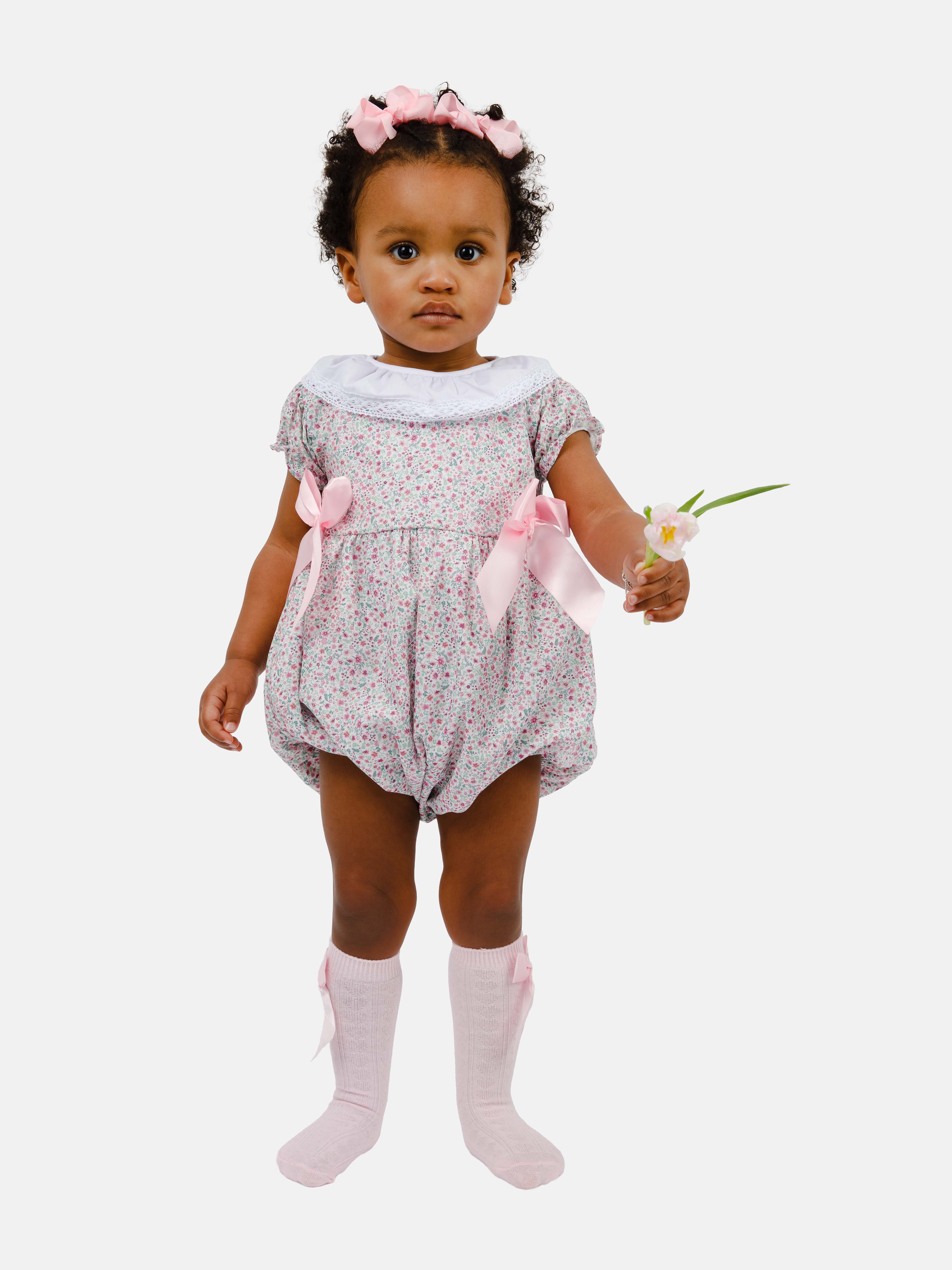 Baby Girl Monae Collection Spanish Floral Romper - Pink