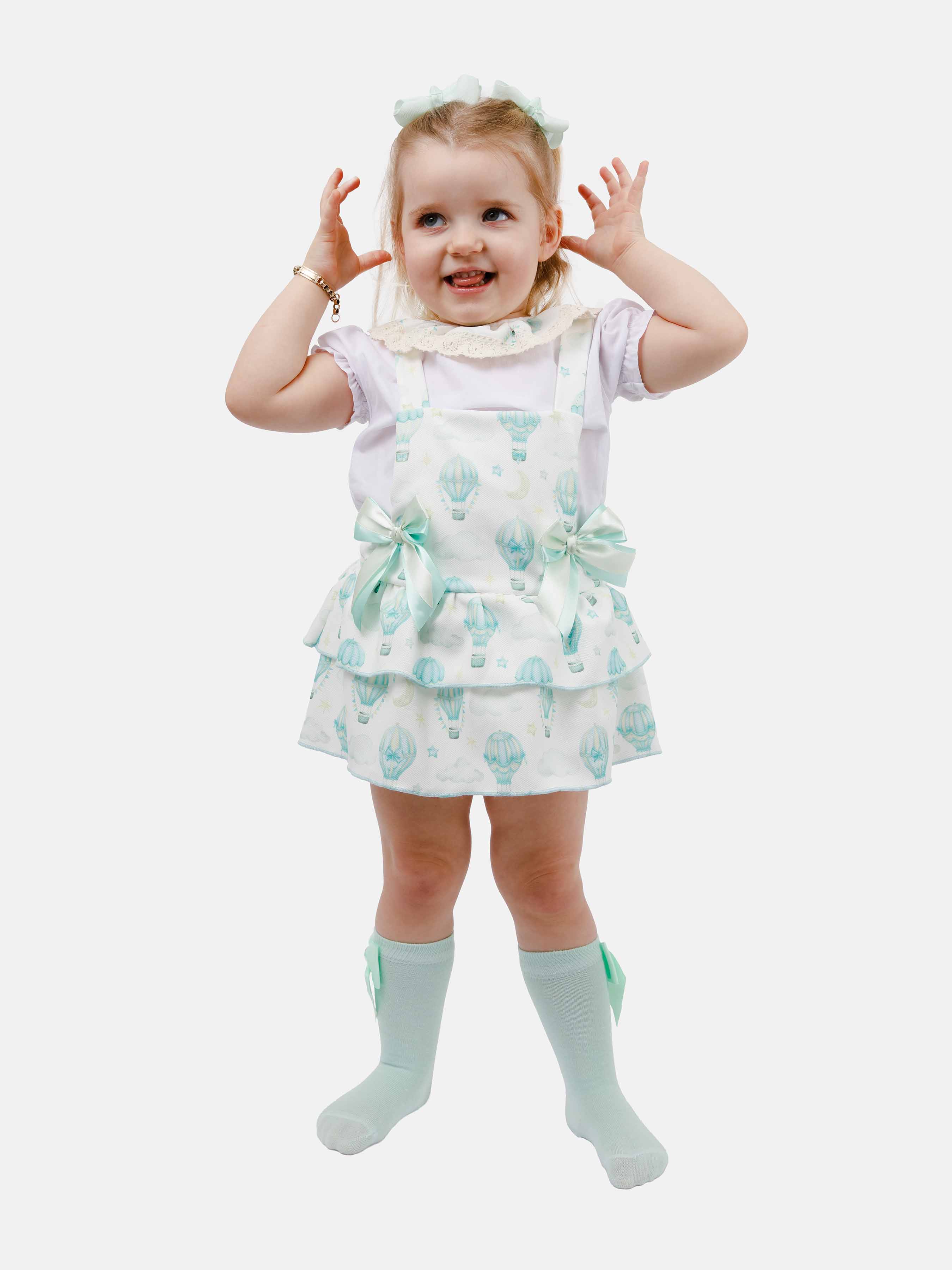 Baby Girl Josefina Collection 2-piece Spanish Romper Set - Mint