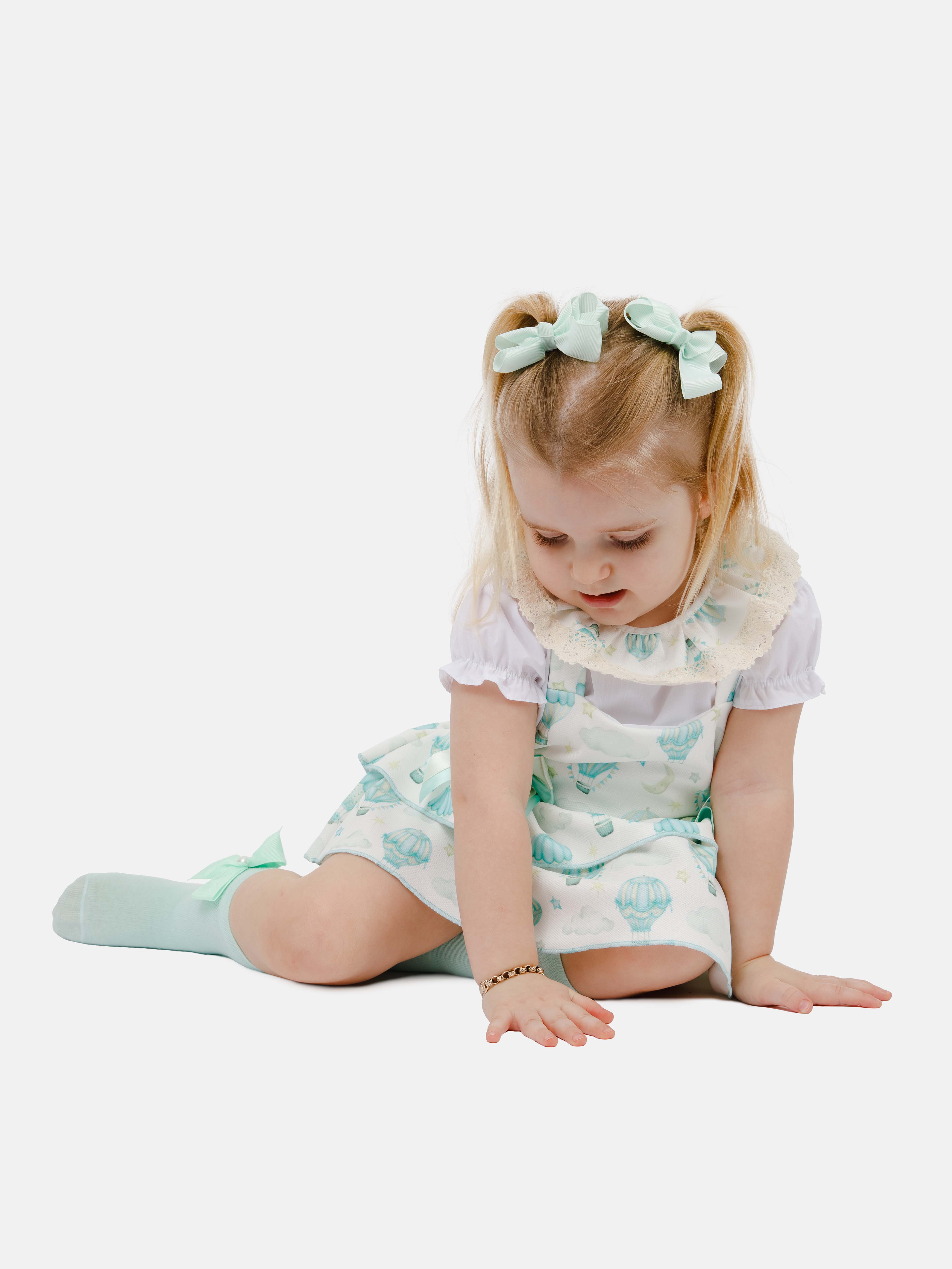 Baby Girl Josefina Collection 2-piece Spanish Romper Set - Mint