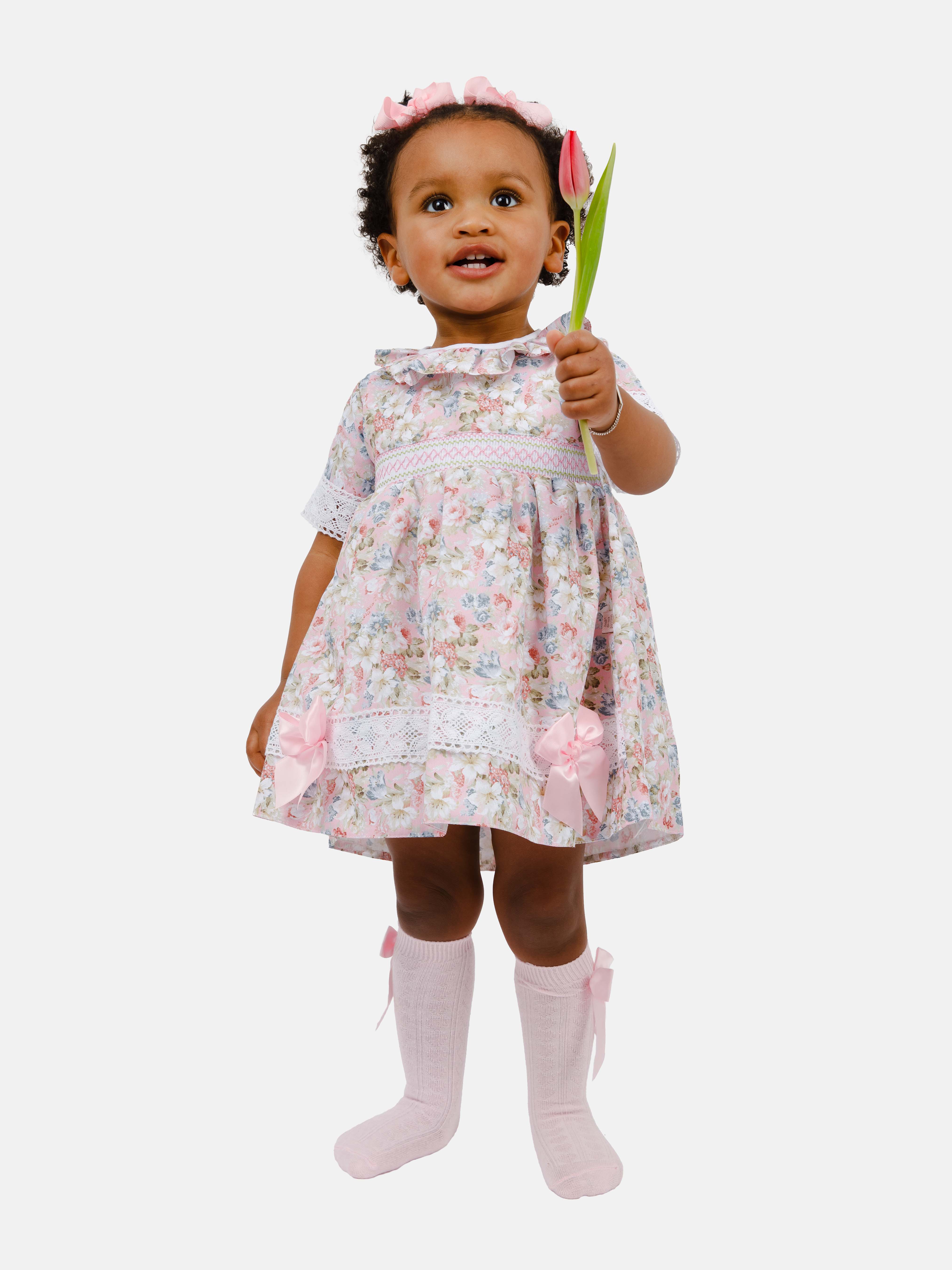 Baby Girl Milagros Collection Smocked Floral Dress - Pink