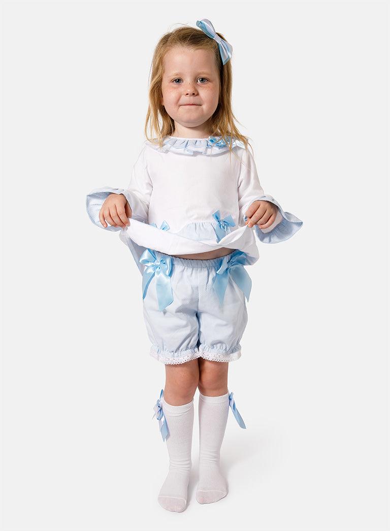 Baby Girl Aurora Collection 2-piece Romper Set - Baby Blue