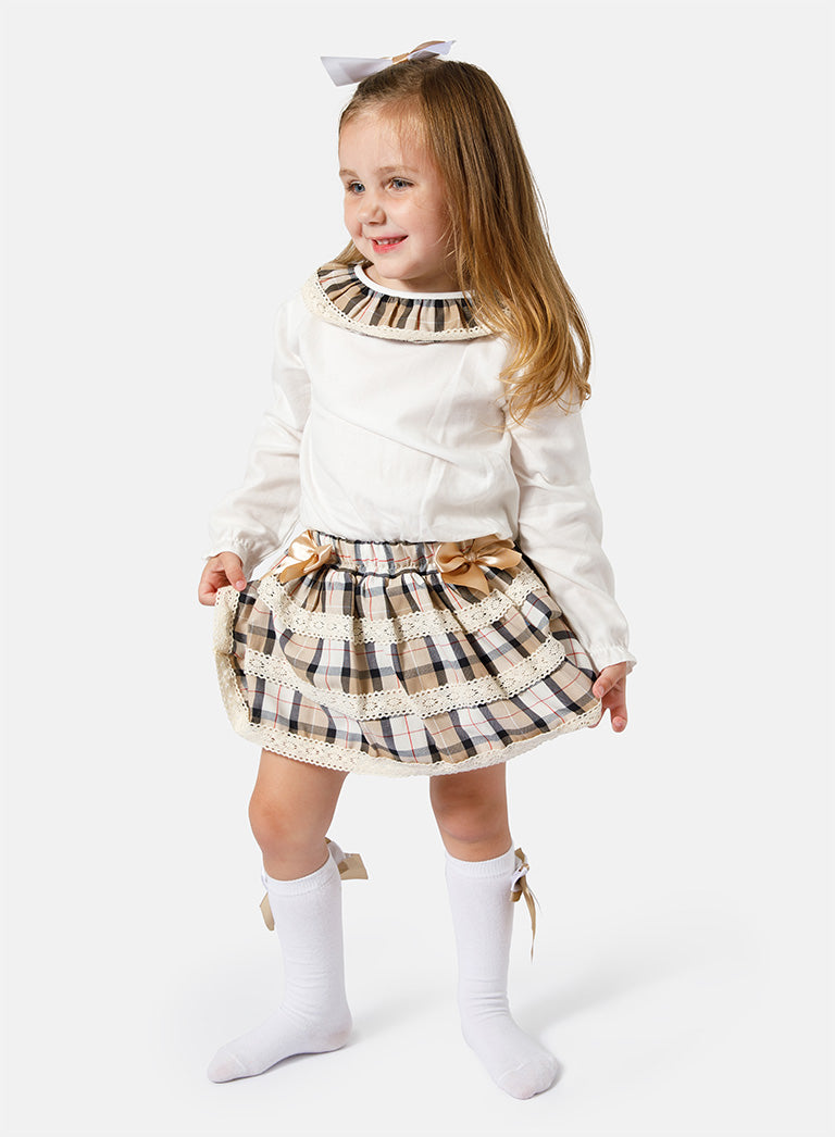 Baby Girl Sonia Collection 2-piece Romper Set - Beige