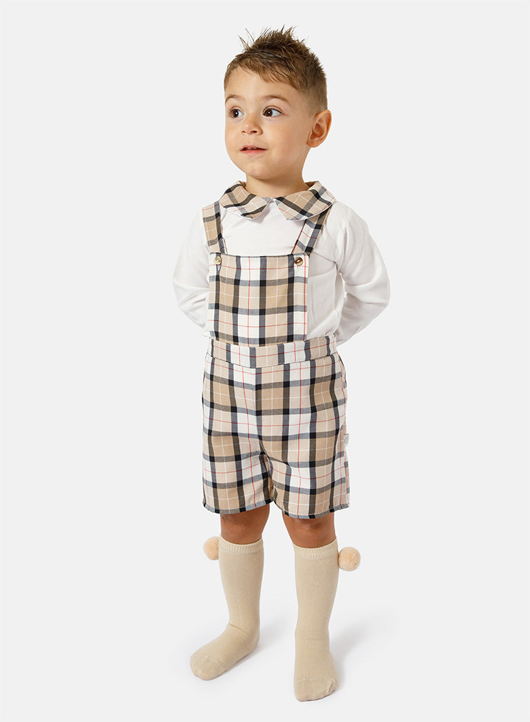 Baby Boy Sergio Collection 2-Piece Romper Set - Beige