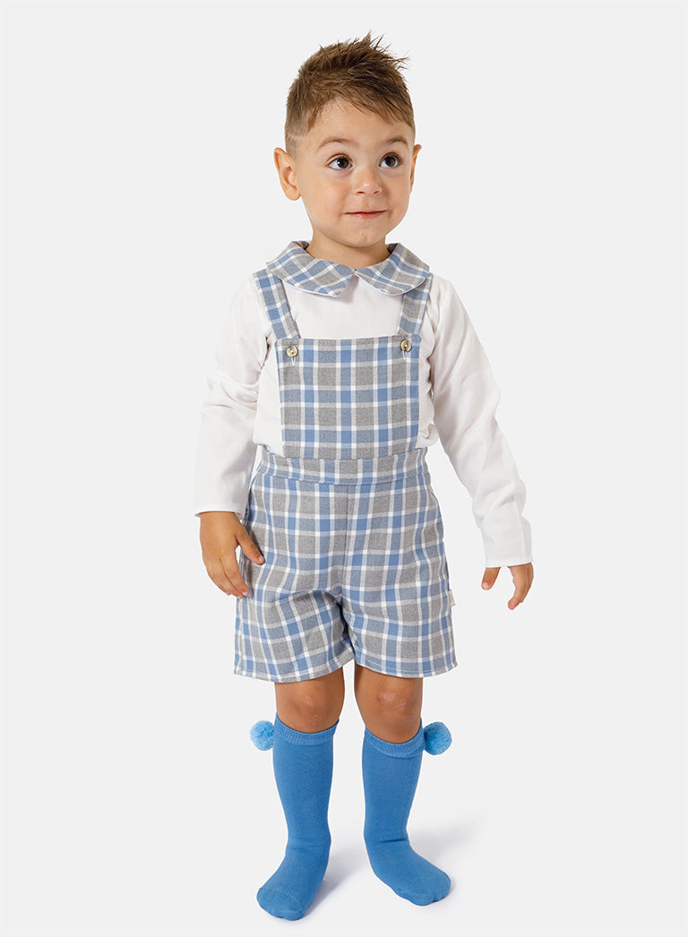 Baby Boy Sergio Collection 2-Piece Romper Set - Grey & Blue