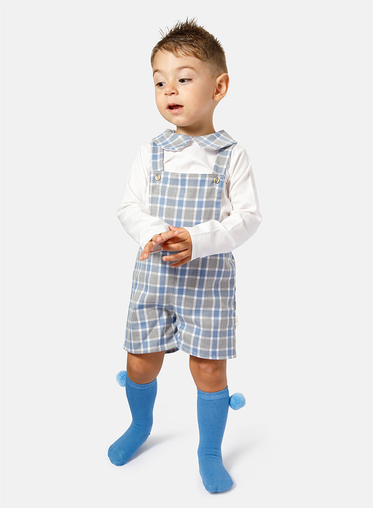 Baby Boy Sergio Collection 2-Piece Romper Set - Grey & Blue