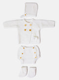 Baby Boy Knitted 4-Piece Set with Pom-Pom Cardigan - Ivory
