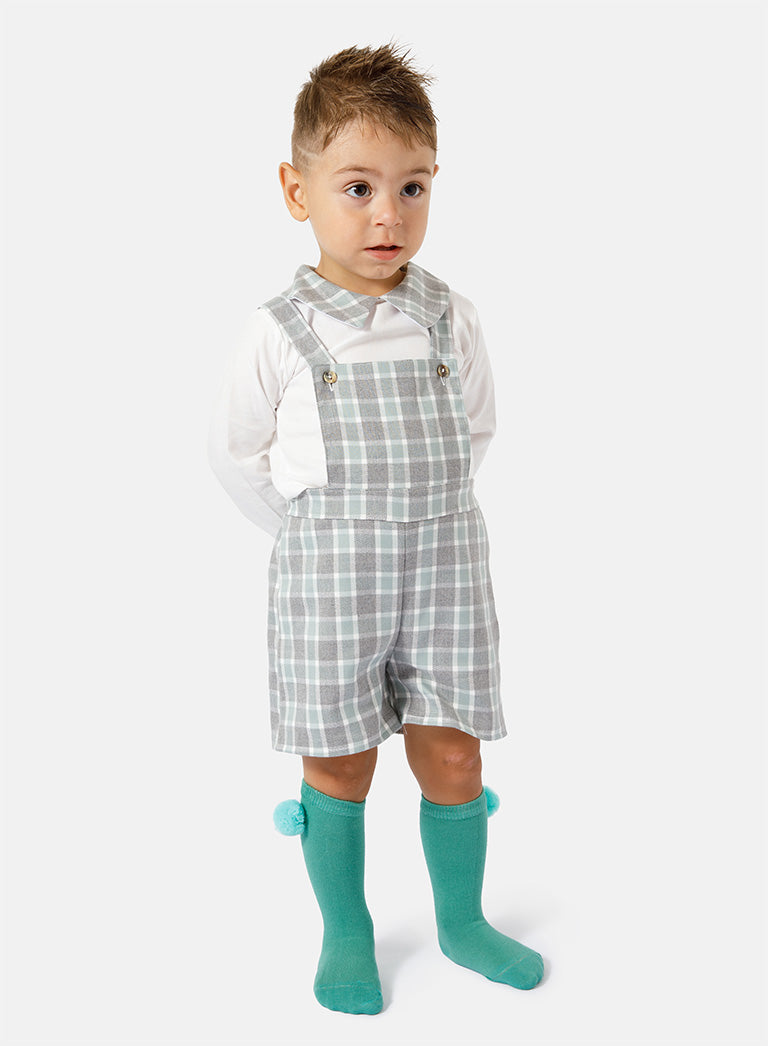 Baby Boy Sergio Collection 2-Piece Romper Set - Grey & Mint