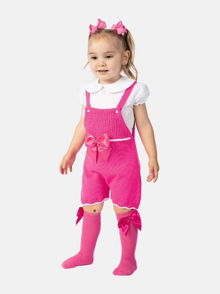 Baby Girl Lily Collection 3-piece Spanish Knitted Set- Fuchsia Pink